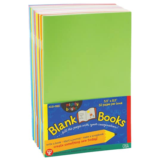 Hygloss Blank Paperback Books, 5.5&#x22; x 8.5&#x22;, Assorted Colors, 10/Pack